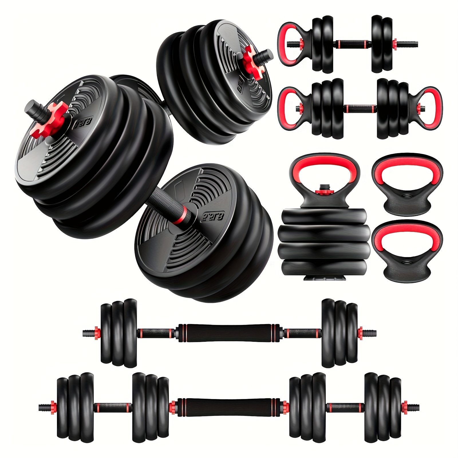 multifunctional adjustable dumbbell set 35lb 55lb 70lb 90lb free weights set with     and connector non slip bar 4in 1 weight set used as kettlebells barbell push up stand best christmas gift for home gym suitable women men