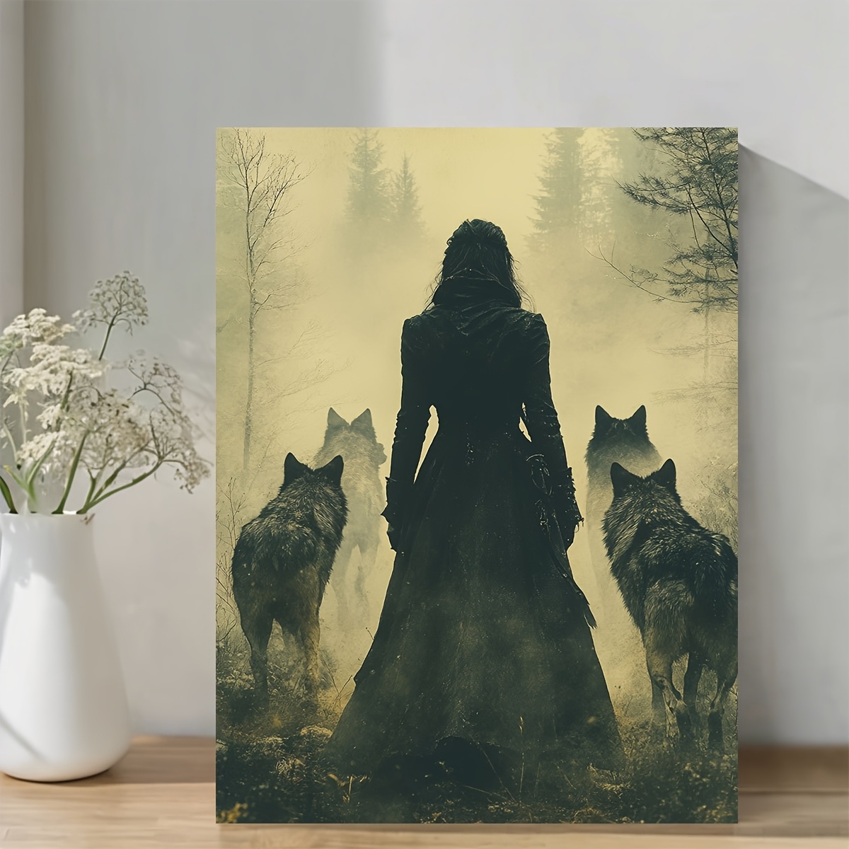 TEMU 2d Flat, 2d Flat, 1pc Canvas Art With A Wooden Frame Measuring 29.97x39.88 Cm - Featuring Dark Academia Gothic Victorian Themes, A Scene With A