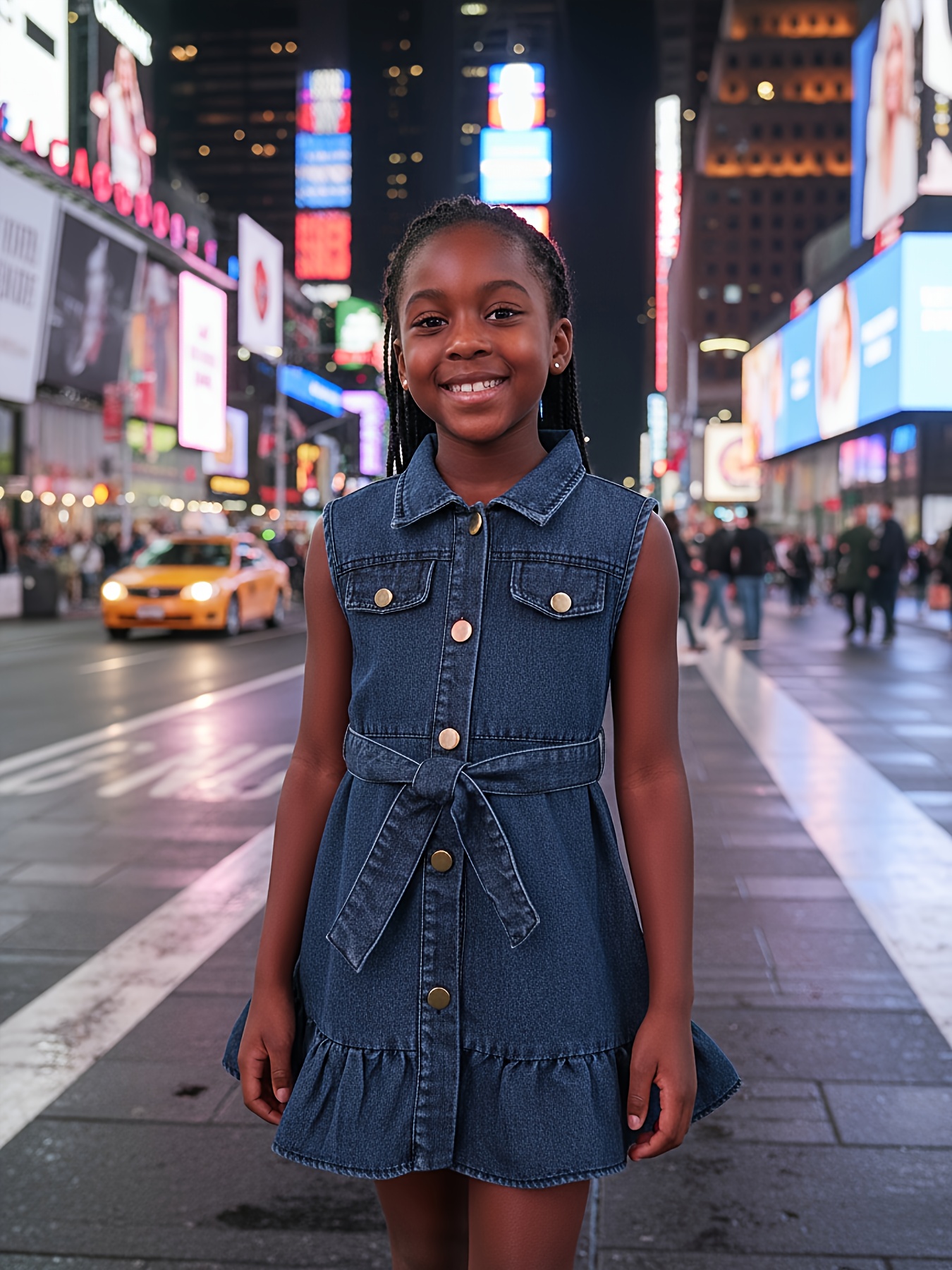 girls blue washed denim dress free adjustable belt y2k - Temu Oman