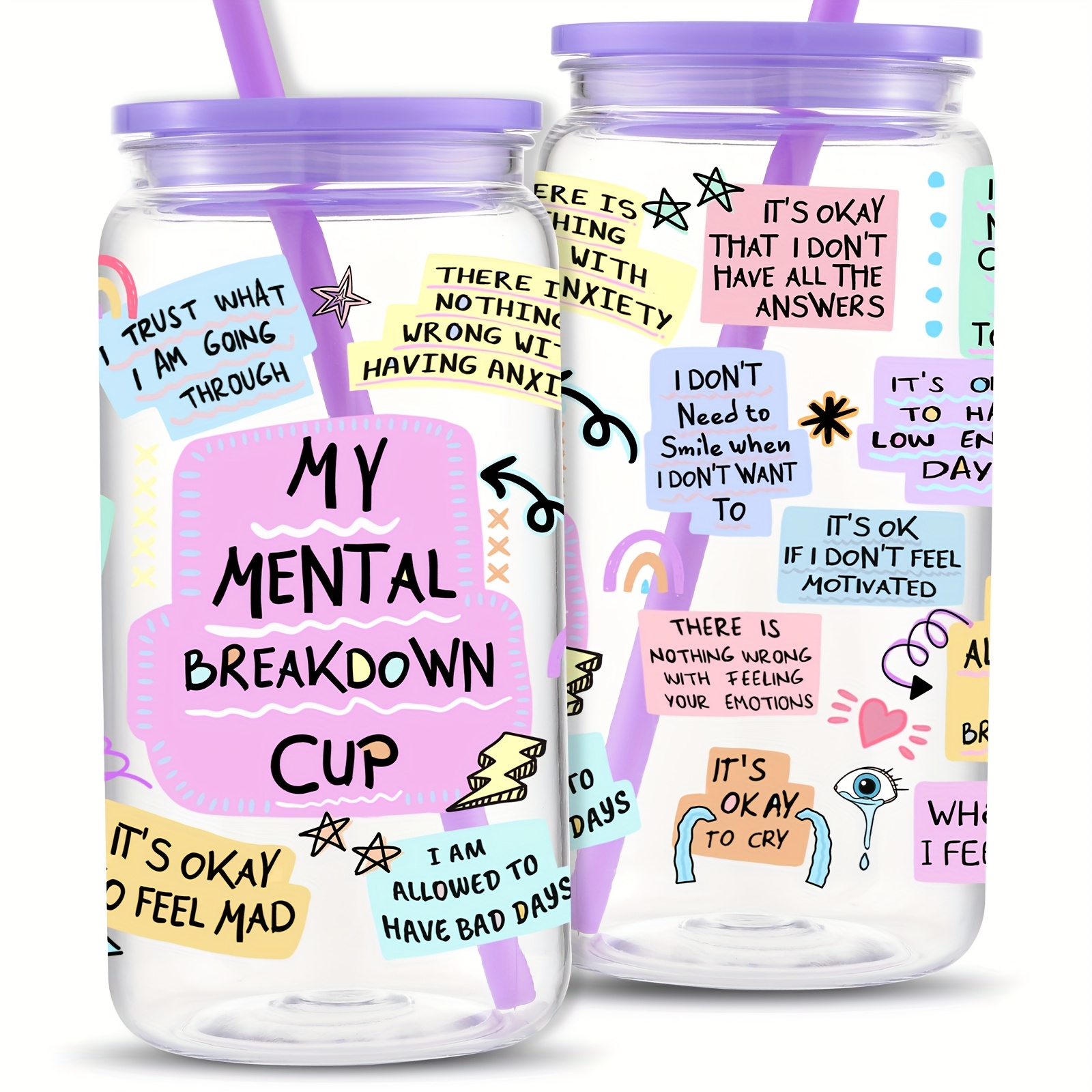 Image of 1pc Of A 16oz/500ml Plastic Mason Featuring Motivational Quotes, Complete With A Lid And Straw. Ideal For Iced Coffee, Makes A Great Christmas Gift For Women