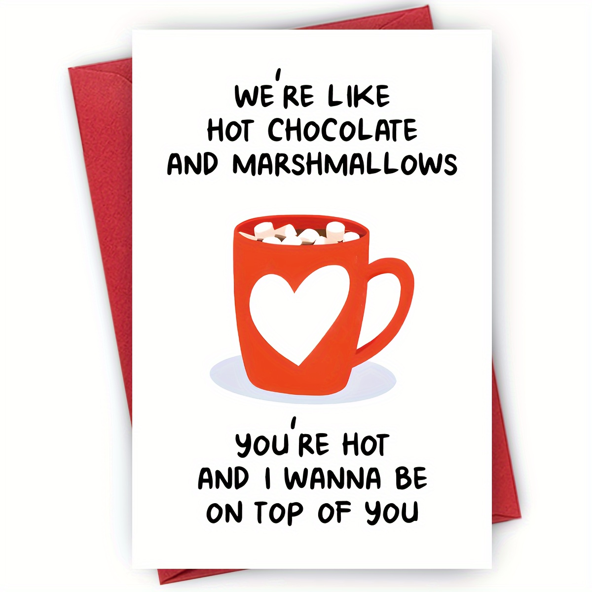 

1-pack Funny Hot Chocolate & Marshmallows Birthday Greeting - Humorous Valentine's Day, Thank You Note, Cartoon Pattern, For Boyfriend, Husband, Anniversary Celebration, Suitable For Anyone