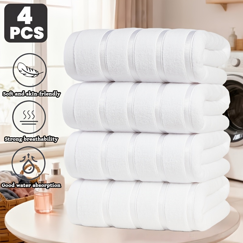 4 vnt. 100 % medvilnės juosteliniai vonios rankšluosčiai, 70*140 cm/27,5*55,1 col., 400 gsm, greitai džiūstantys, itin sugeriantys, minkšti vonios rankšluosčiai, daugiafunkciniai stačiakampiai rankšluosčiai, galimi įvairių spalvų, tinkami namų naudojimui ir vonios kambario dekoravimui