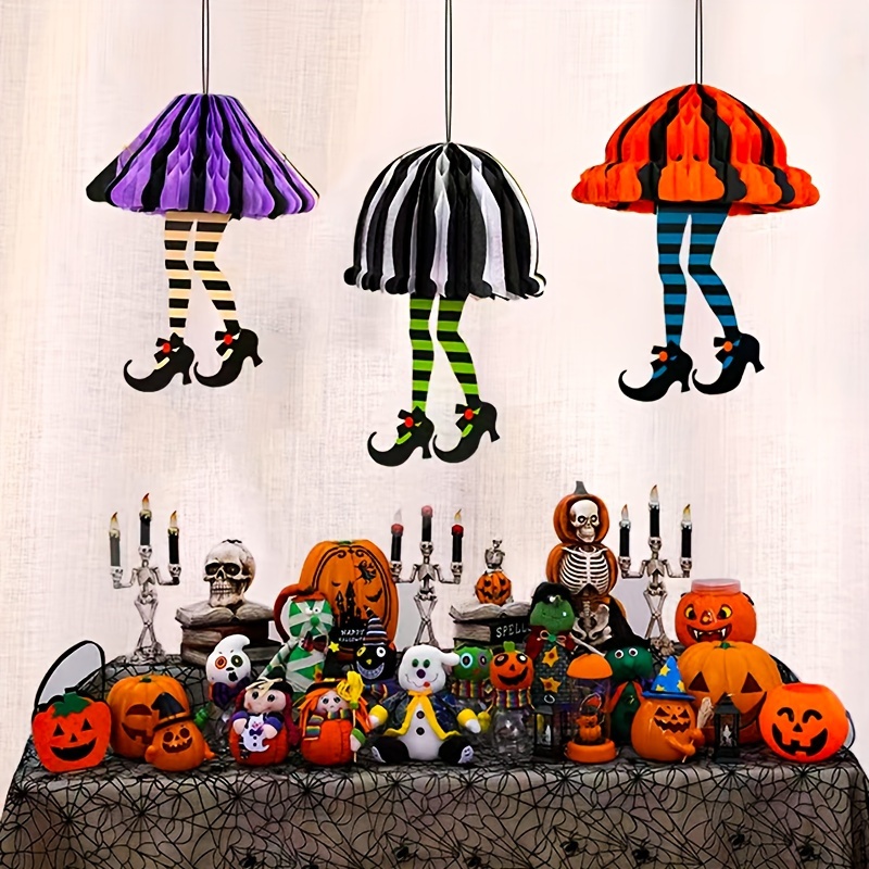 

3 Pieces Halloween Witch Legs Paper Hanging Decoration - Traditional Style, Suitable For Halloween And General Occasions, Made Of Paper, No Electricity Required