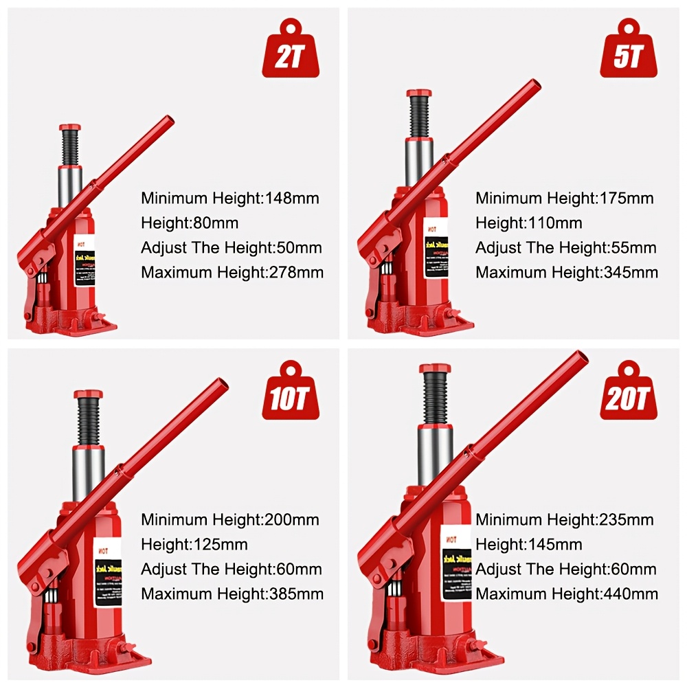 TEMU Jacks, Heavy-duty Floor Jacks With Of 2/5/10/20 , Are Suitable For Tire Repair And Replacement, Vehicle Lifting, And Emergency Tools For