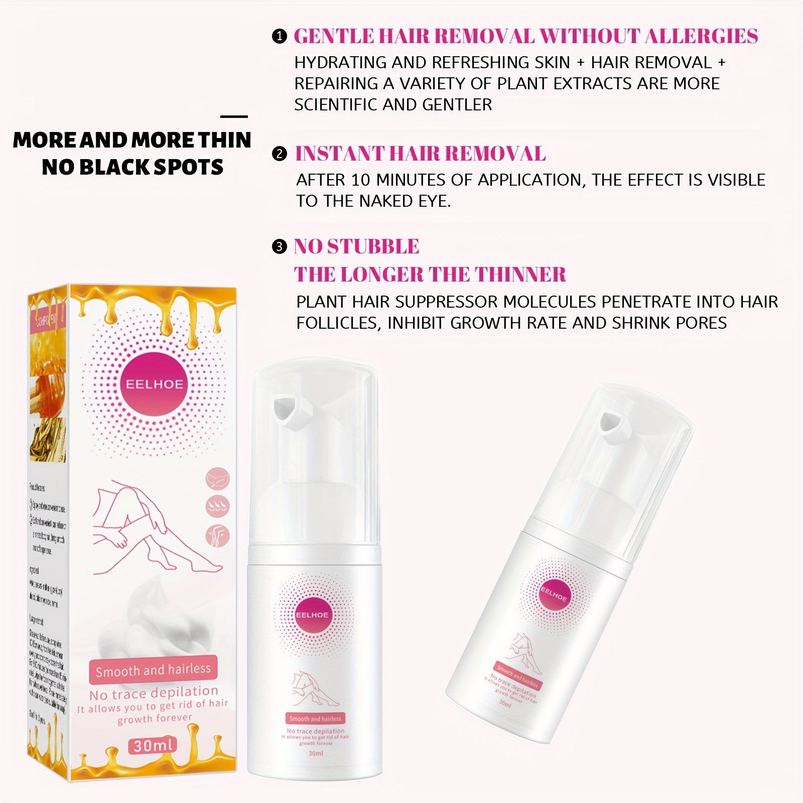 Honey Mousse Hair Removal Spray Gentle Hair Removal Mousse Temu