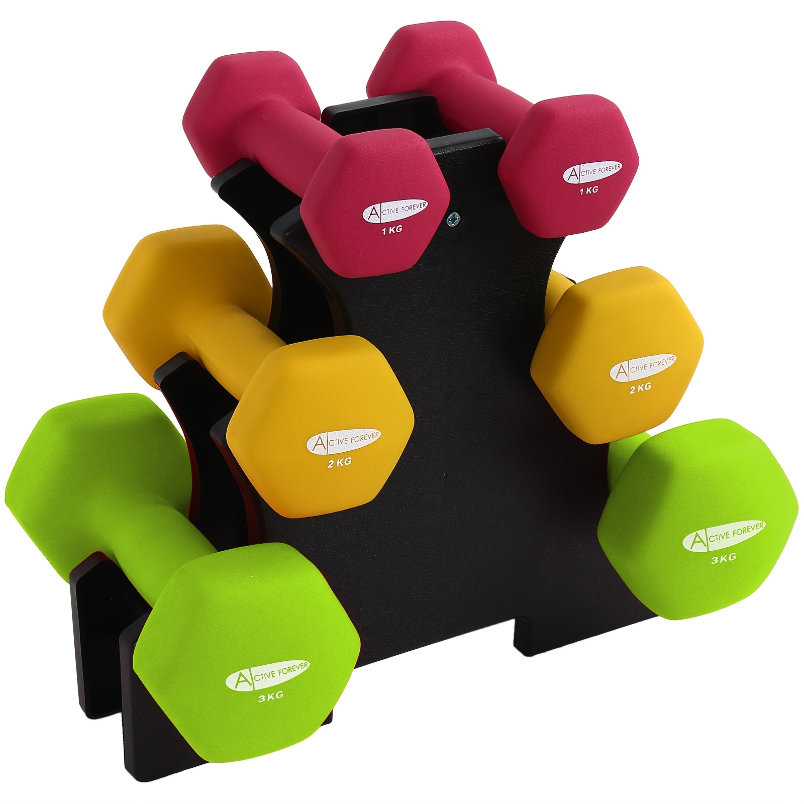 TEMU Dumbbells (pair), Neoprene Waterproof Non-slip Dumbbells (multi Color 2×(1+2+3) Kg)