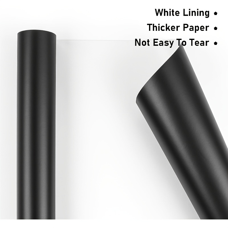 Image of 1 Roll Metal Black Wrapping Paper, Solid Color Paper, 17 Inches X 144 Inches Per Roll, Gift Wrapping Paper, Perfect For Wedding, Valentine's Day, Birthday, Baby Shower, Diy Bouquet
