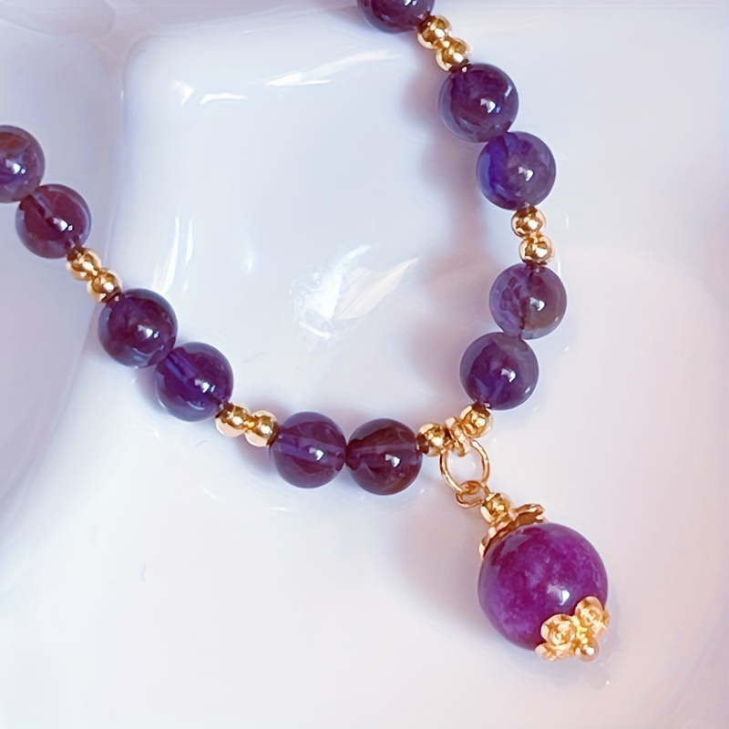 

Elegant Vintage-inspired Amethyst Bead Necklace - Fashion Accessory For Women, Casual Attire & Gifting