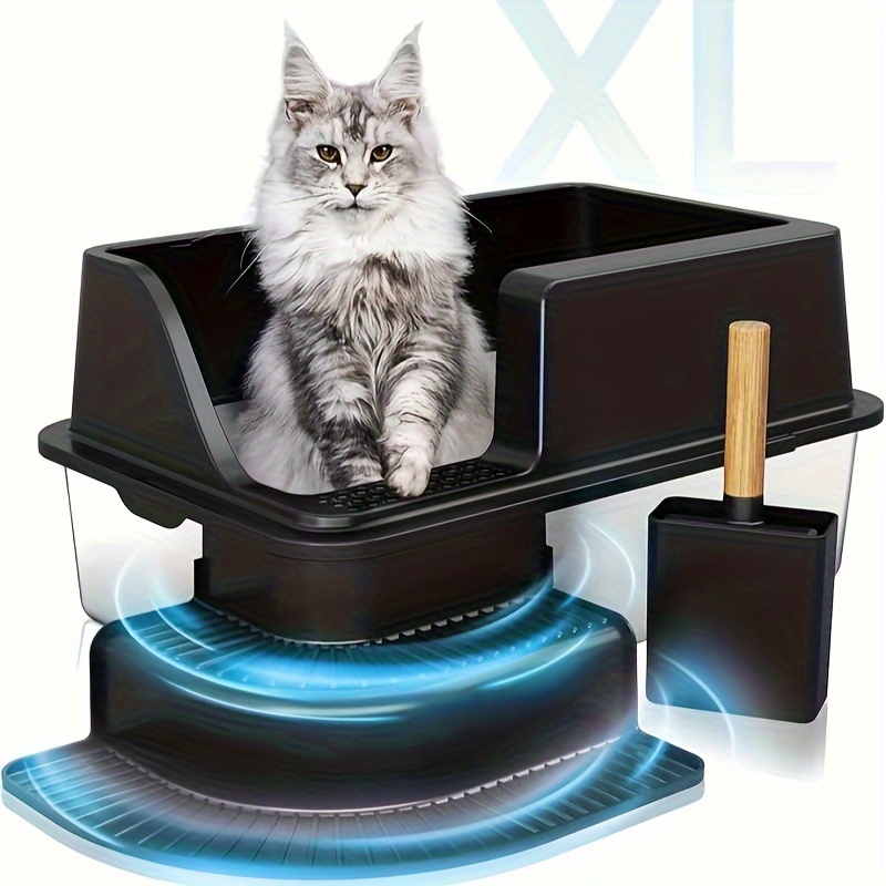 

Extra Large Stainless Steel Cat Litter Box With Open Corner Entry - , Waste-reducing Design With Litter Included, -prevention For All Cat Sizes