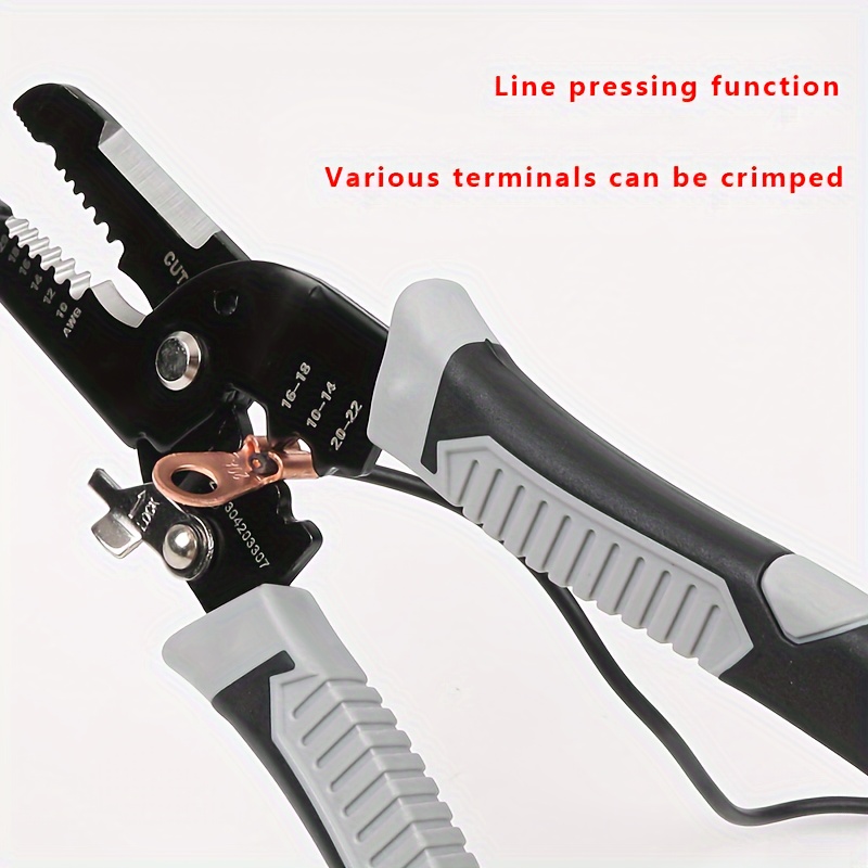 

Electrician's Pliers - High Steel, Black, Wire Stripping & Crimping Tool With Cutter And Winder