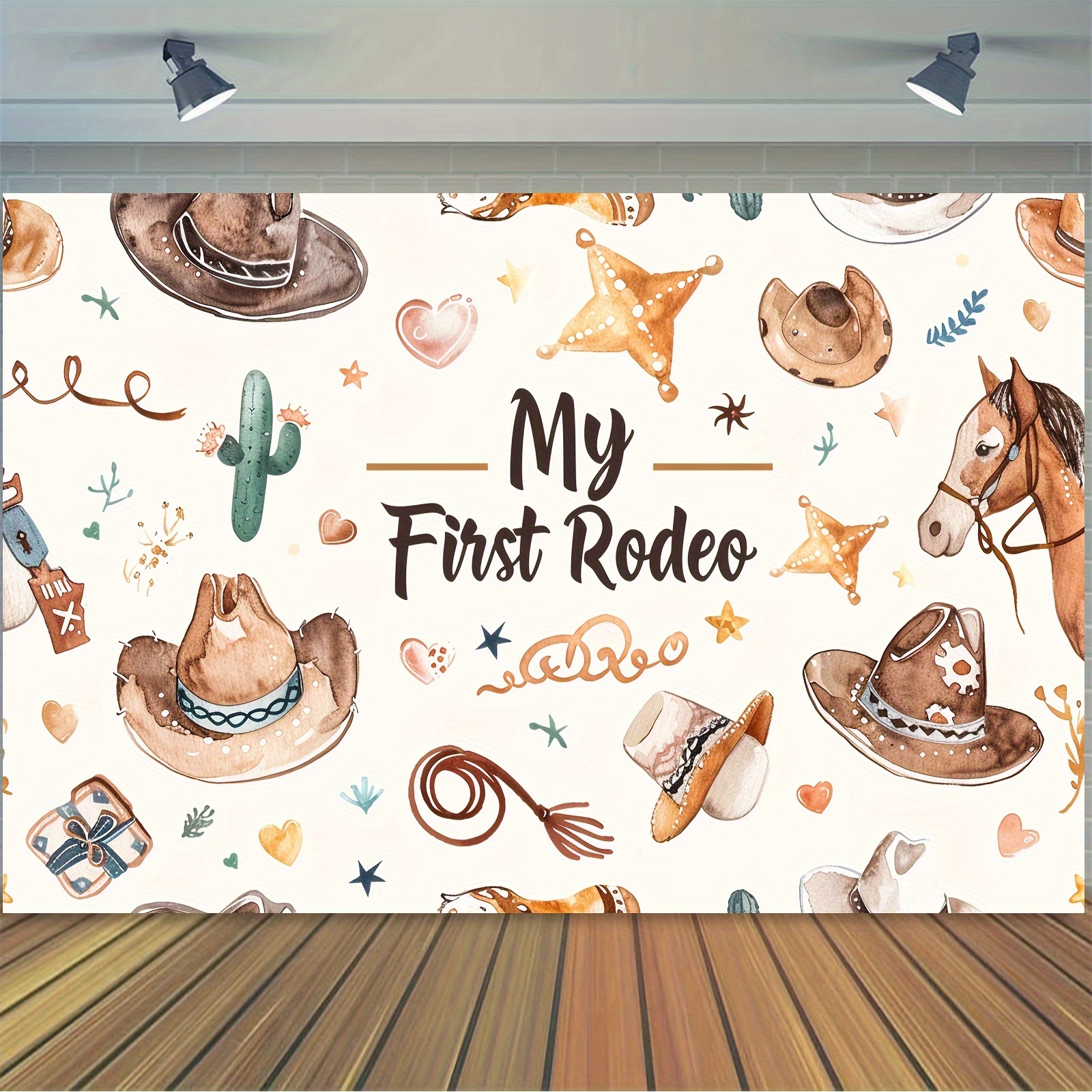 

1pc 5×3 Ft Backdrop, Rodeo Theme 1st Birthday Party Decorations Rodeo Mexican Cactus Girls Boys Birthday Party Photography Background Banner First Rodeo Party Supplies Brown