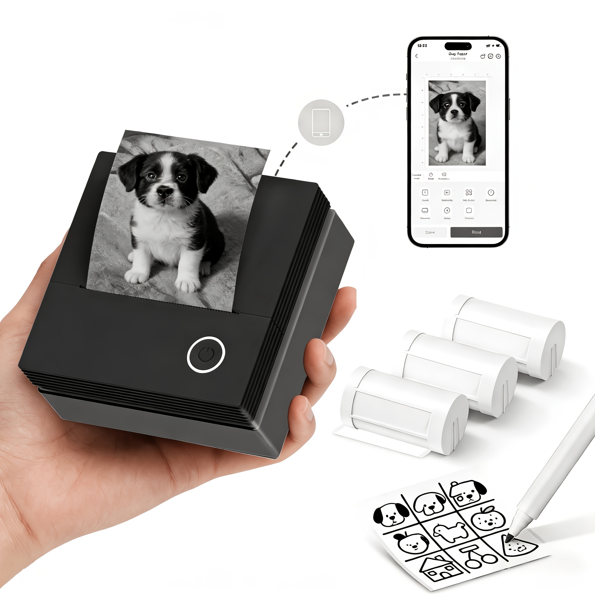 TEMU Portable Wireless Thermal Printer Suitable For Photos, Compatible For Smartphones/tablets, Inkless Wireless Mini Printer For Journaling, Diy