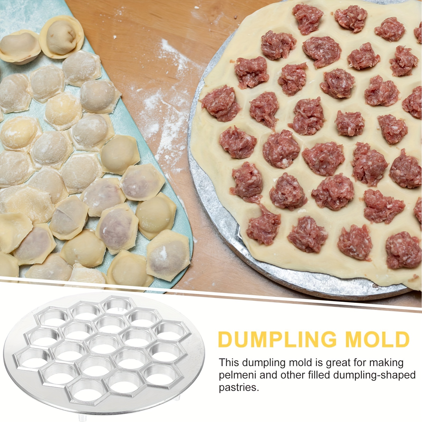 TEMU Easy-to-use Aluminum Dumpling Maker - 37-hole Ravioli Press For Diy Dough & Pastry, Perfect For Meat Dumplings - Essential Kitchen Gadget