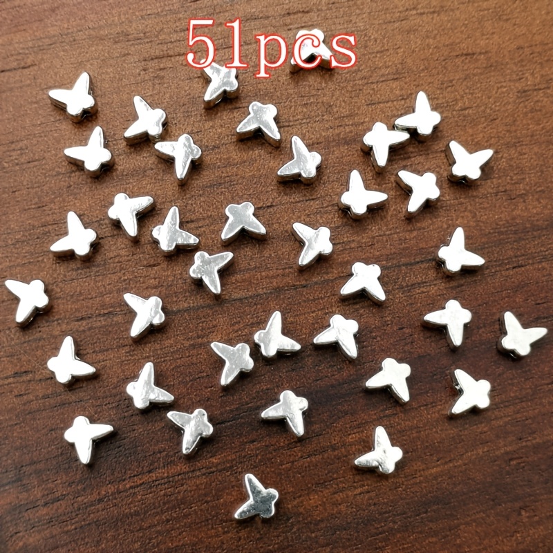 TEMU 51pcs Mini Cuentas Espaciadoras de , Abalorios de Cuentas con Agujero Pequeño, Cuentas Sueltas, Colgante de Moda para Mujer, Collar a , Aretes,
