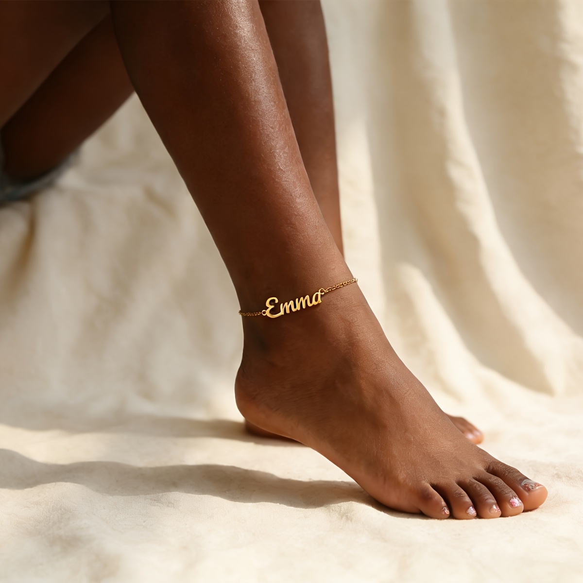 Women's Personalized Name Stainless Steel Anklet, Minimalist Summer Accessory