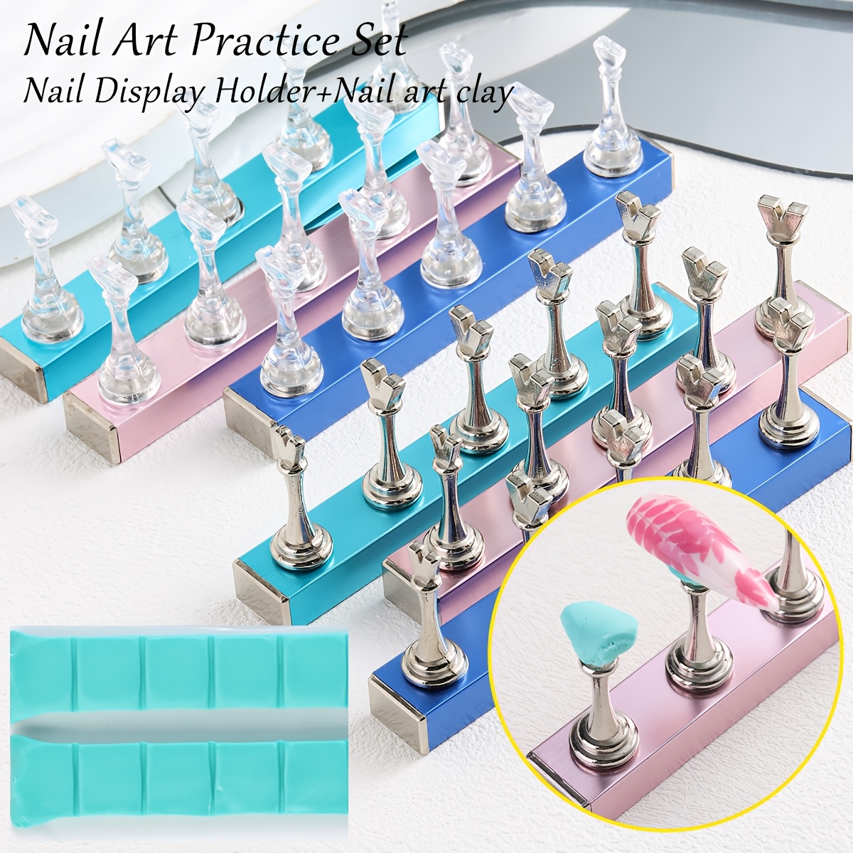 Magnetic Chess Nail Stand Set for Manicure Training
