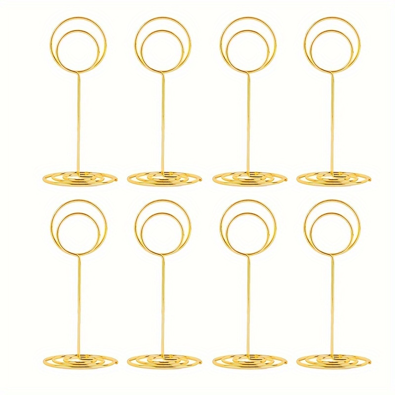 

16-piece Golden Table Number Holders - Wedding Seating Card Stands, Desk Centerpieces, Photo Clips, Memo Holders - Carbon Steel Material