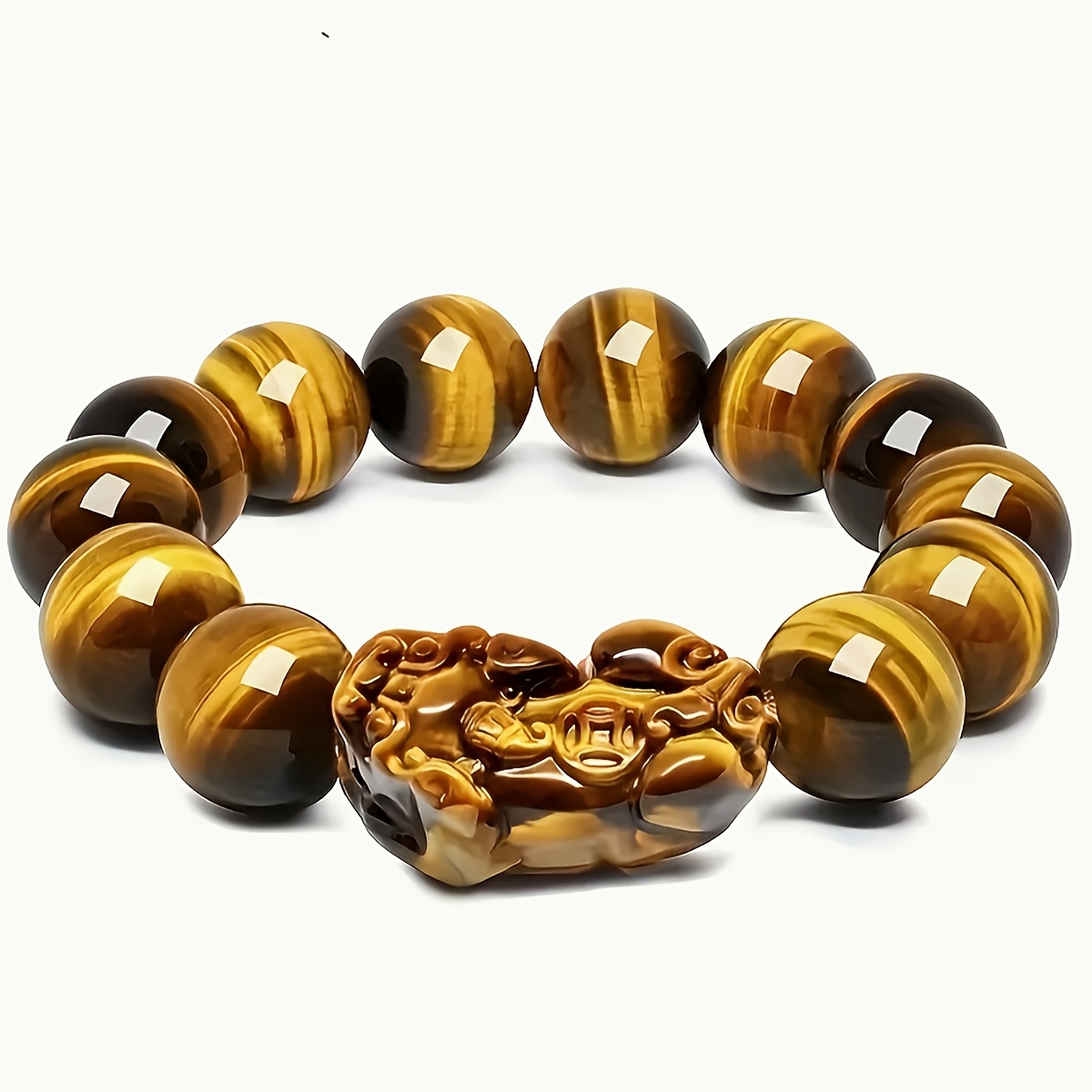 E-shop 1 Stück 8mm Natürlicher Tigerauge- Armband - Böhmischer Stil Braune Perlen Unisex Schmuck für Männer & Frauen, Geburtsstein Geschenk zum