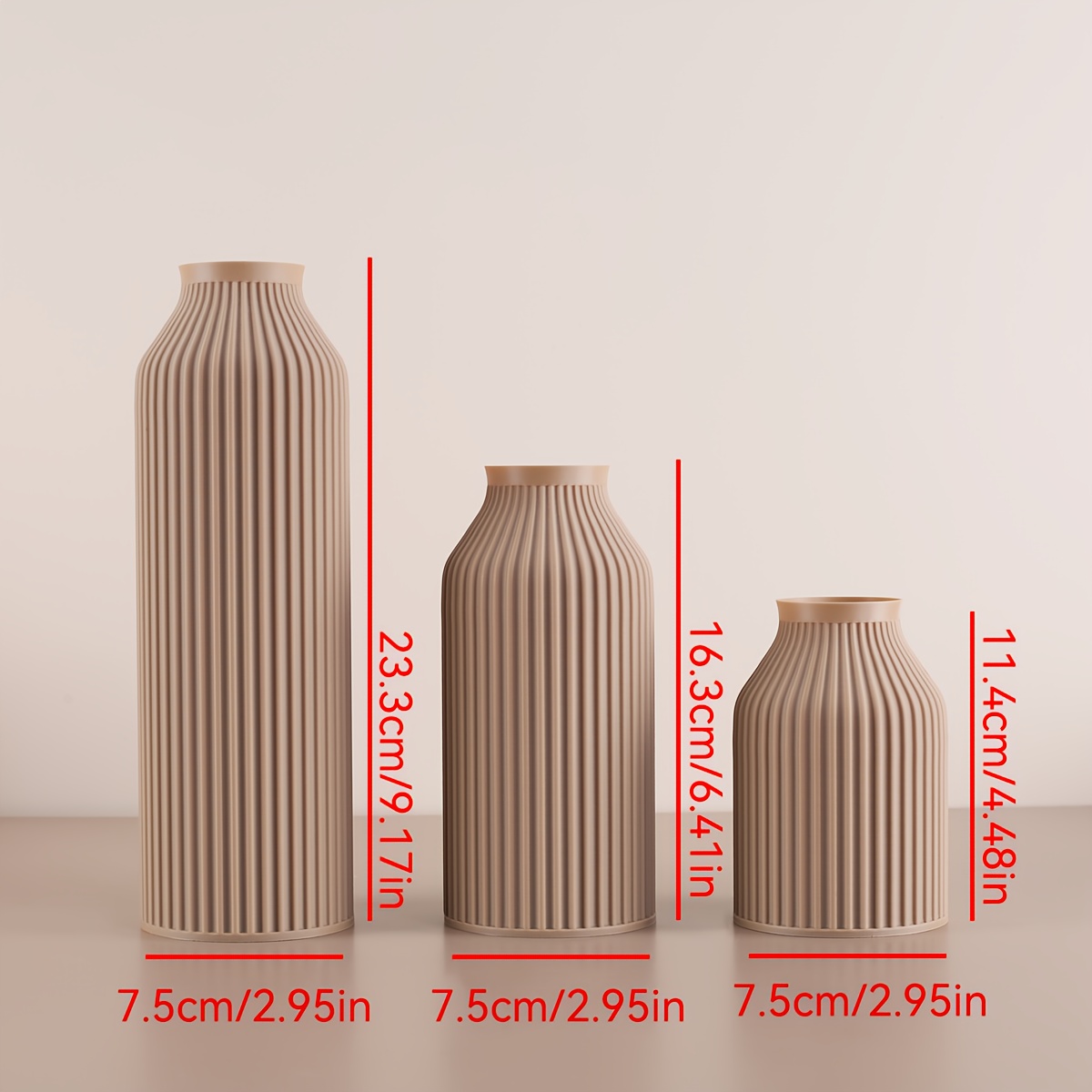 Image of 3pcs Elegant Bohemian Plastic Vase, Perfect For Cottage Decor, Dining Table Centerpieces, And Home Office Accents. Vintage European Style Ceramic-like Plastic Vase, Suitable For Dried And
