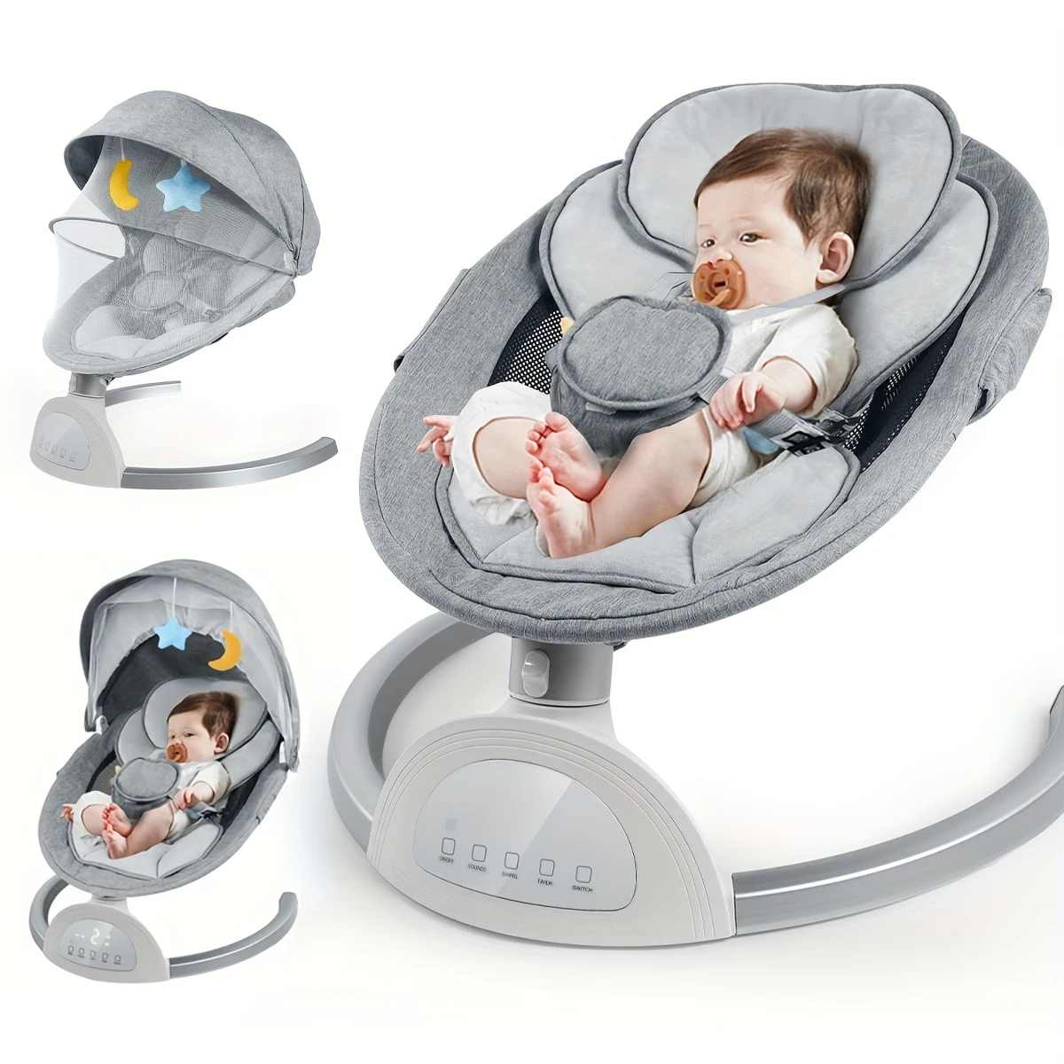baby swings with musical speakers with 3 sitting for infants 5 point harness 5 portable baby swing for indoor and outdoor use as a halloween christmas gift details 0