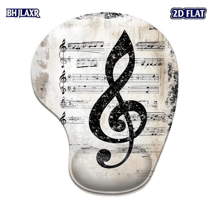 TEMU 1pc 2d Flat Ergonomic Mouse Pad With Wrist Support, Music Note Pattern Mouse Pad, Cute Gaming Mousepad For Office Laptop, Non-slip Computer Desk