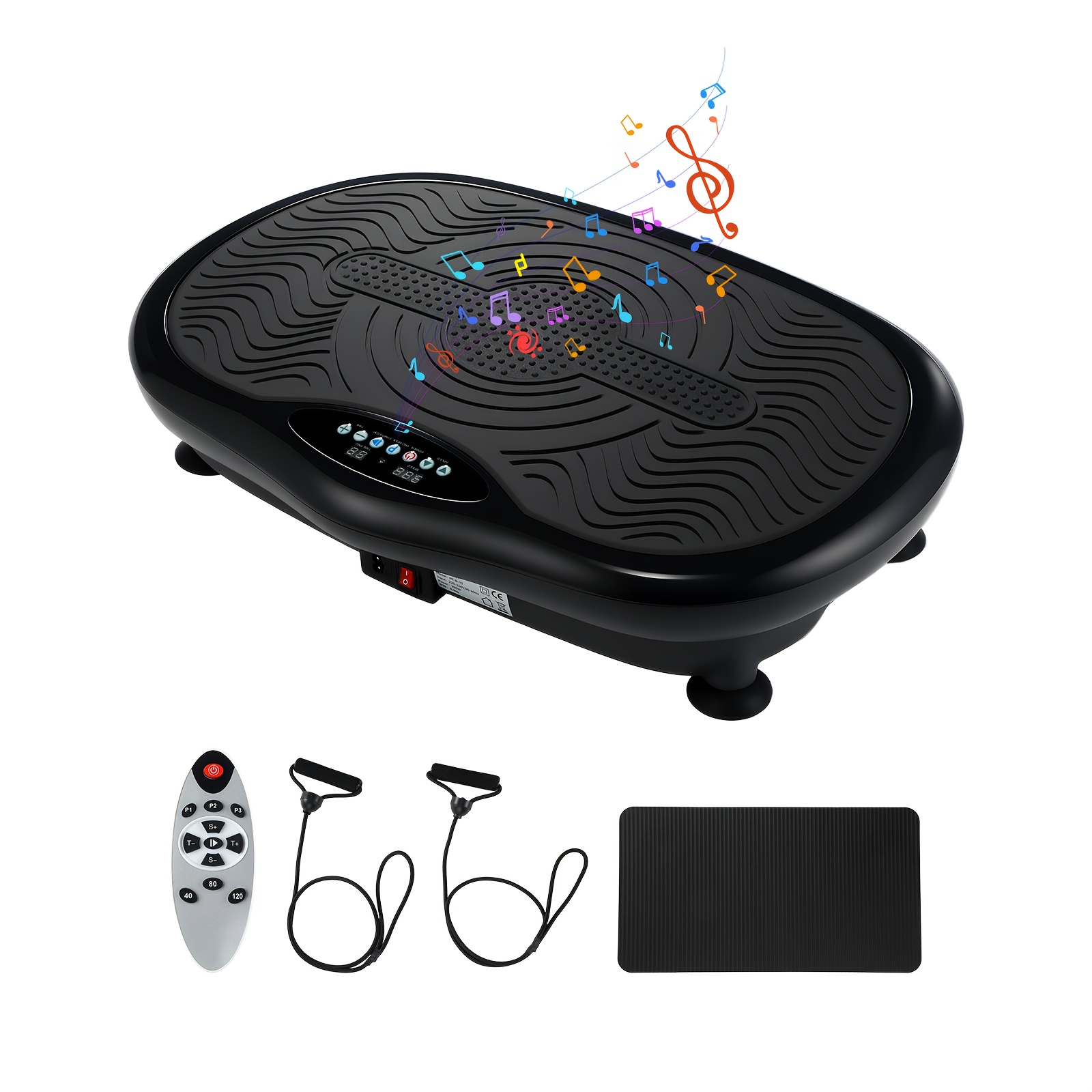 Image of Smart Vibration Plate For Home Fitness, 120 Adjustable Levels, 200w Motor, Remote Control, 1 Manual & 3 Automatic , Resistance Bands & Yoga Mat, Full- Platform