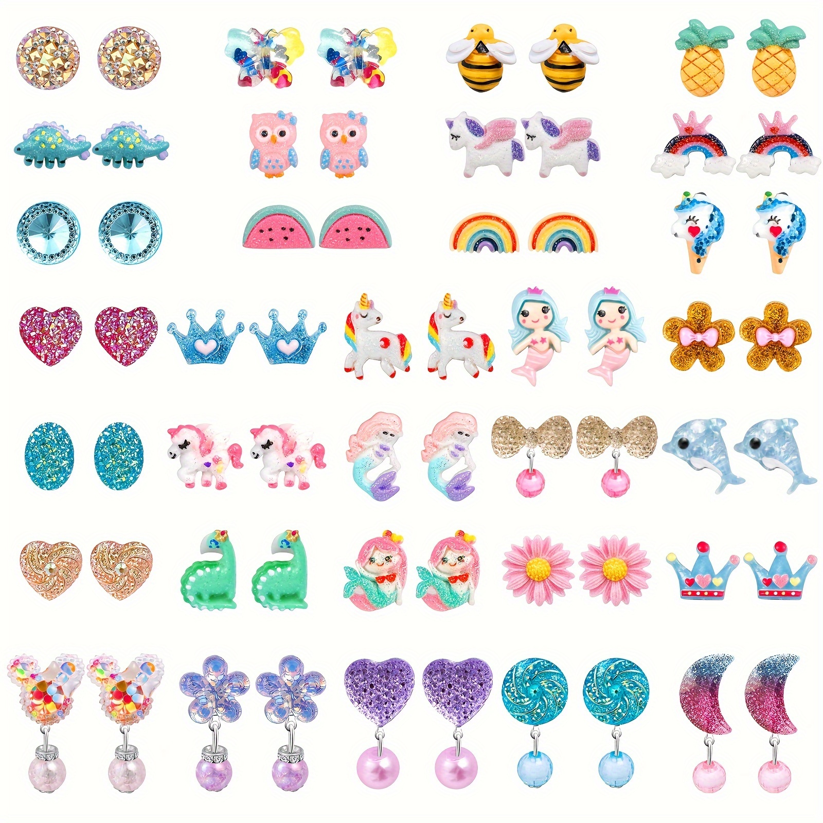 

12/24/32 Pairs Sets Optional, Kids Clip On Earrings Hypoallergenic, Little Girl Cute Small Clip In Earrings Gifts Set