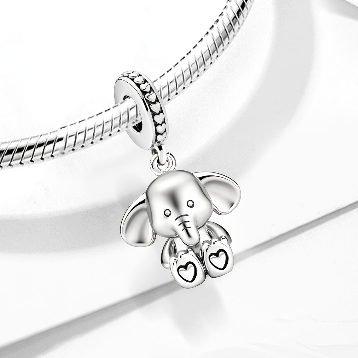 Sitting Elephant DIY Pendant, 925 Silver Plated
