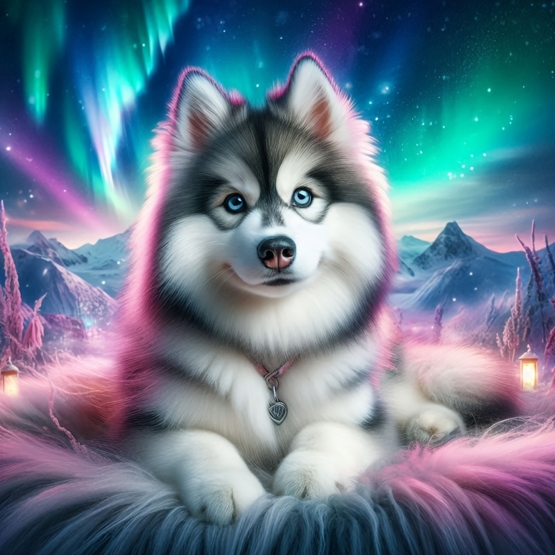 

Kit de peinture au diamant 5D Aurora Husky, art en diamant synthétique rond, décoration murale sur toile DIY, ensemble de peinture mosaïque à thème animal