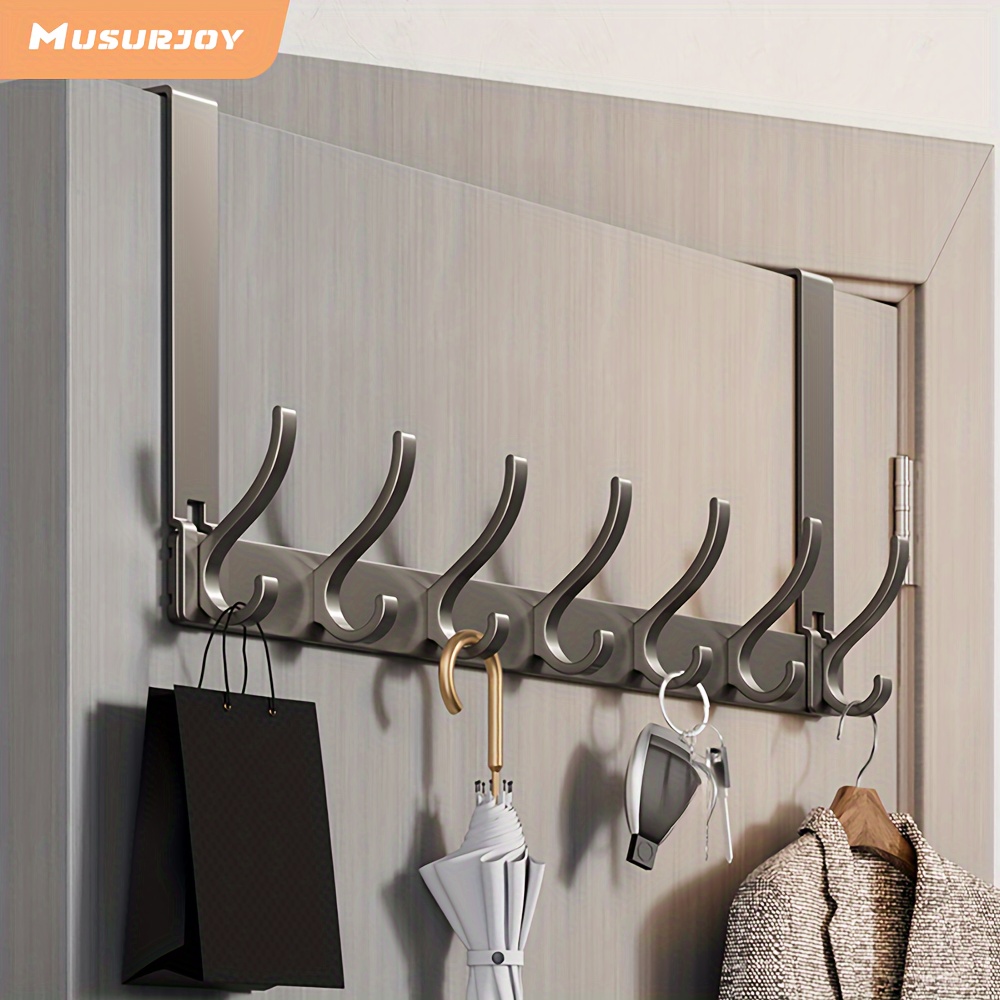 

Space-saving, Musurjoy Over-the-door Hook - , Multi-hook Rack For Clothes, Keys, Towels - Bedroom, Kitchen, Bathroom, Living Room -