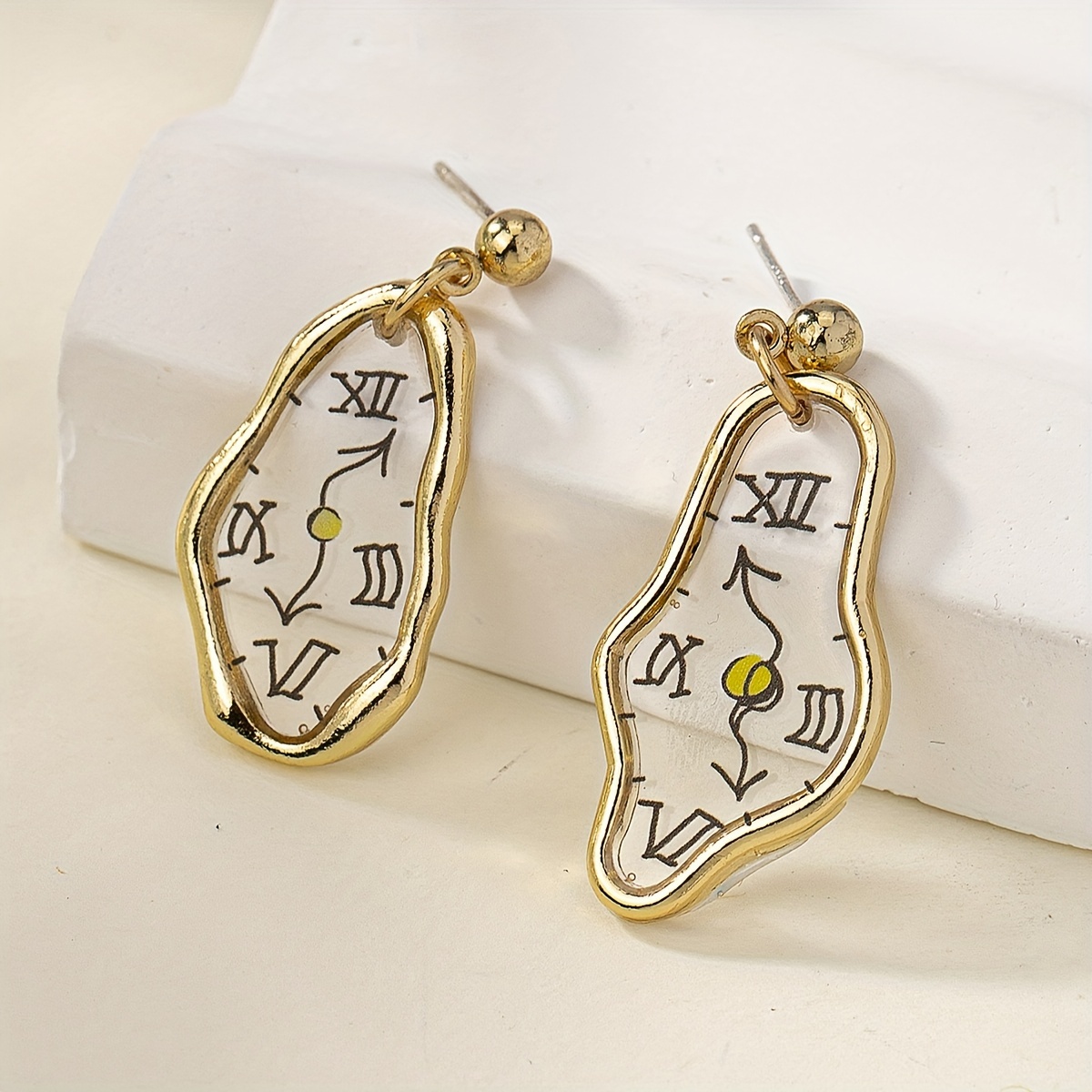 

Vintage Clock Design Handcrafted Dangle Earrings, Unique Simplistic Fashion Dangle Earrings, Creative Gift Retro Style Ear Jewelry