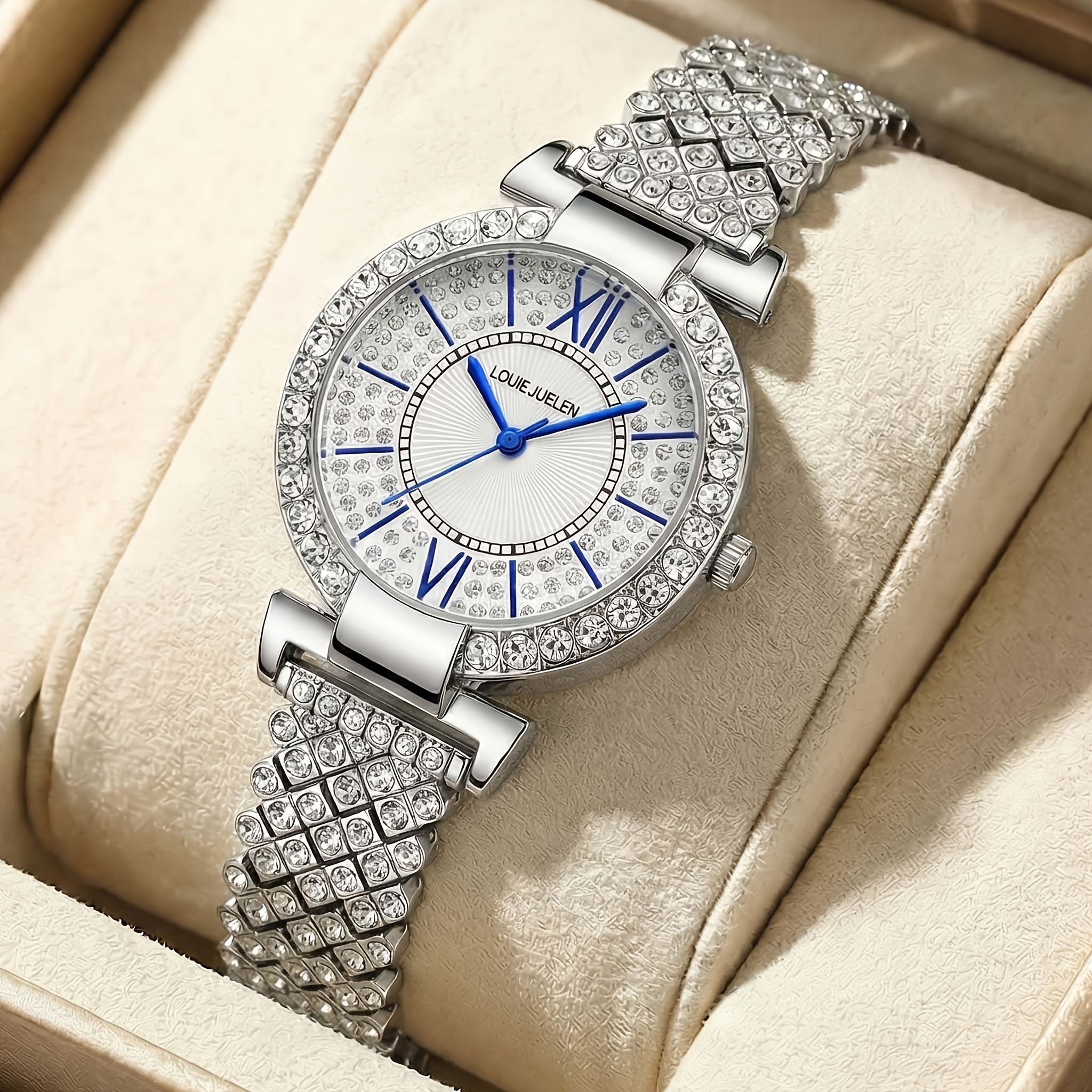 Image of Ladies' Automatic Wristwatch, Luxurious Sparkling Dial With Decorative Accents, Casual And Stylish, Suitable As A Birthday Gift, Christmas Gift, Or Family Gift.