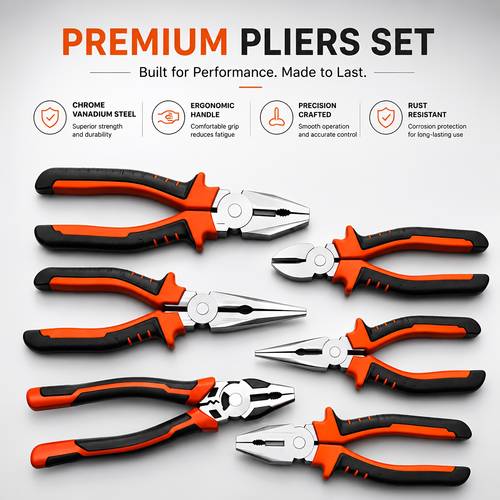6pcs Chrome Vanadium Steel Multifunctional Pliers Set, Including 1 6-Inch Steel Wire Pliers, 5 Hexagonal Wrenches, Electrical Tools with Anti Slip, Durable And Sturdy Structure- Suitable for Electricians,