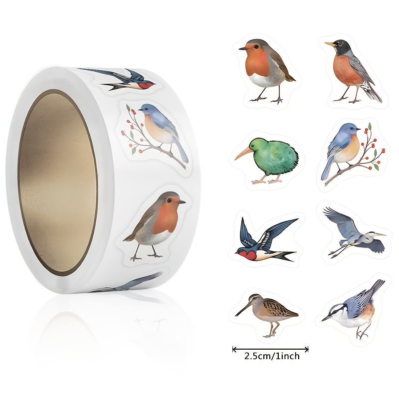 TEMU 500 Sheets/roll Bird Stickers, Hummingbird And Swallow Theme, Suitable For Water Bottles, Handwritten Letters, Scrapbooks, Luggage, Phone Case