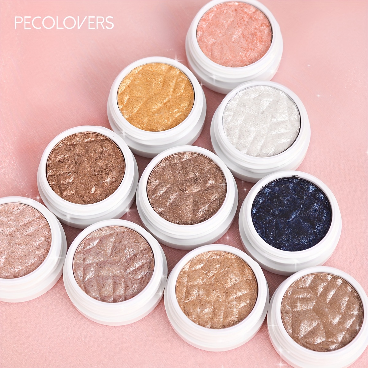 PECOLOVERS Radiant Glow Sparkling Monochrome Highlighter Eyeshadow - Mashed Potato Texture, Eye-Brightening Pearly Glitter Finish, Metallic Shimmer for Dramatic Makeup Looks, PECOLOVERS