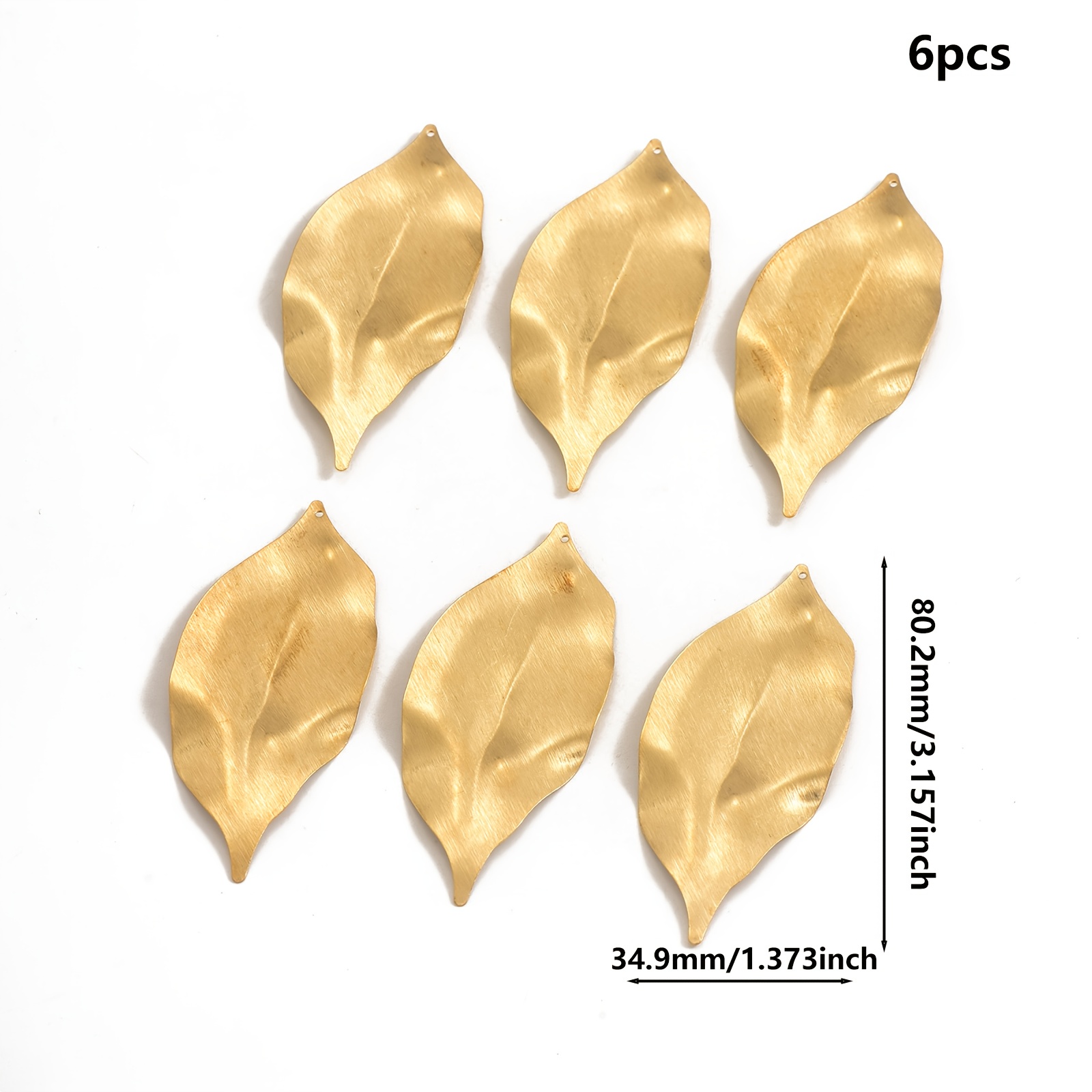 6pcs Original Brass DIY Jewelry Accessories, Leaf Pendants