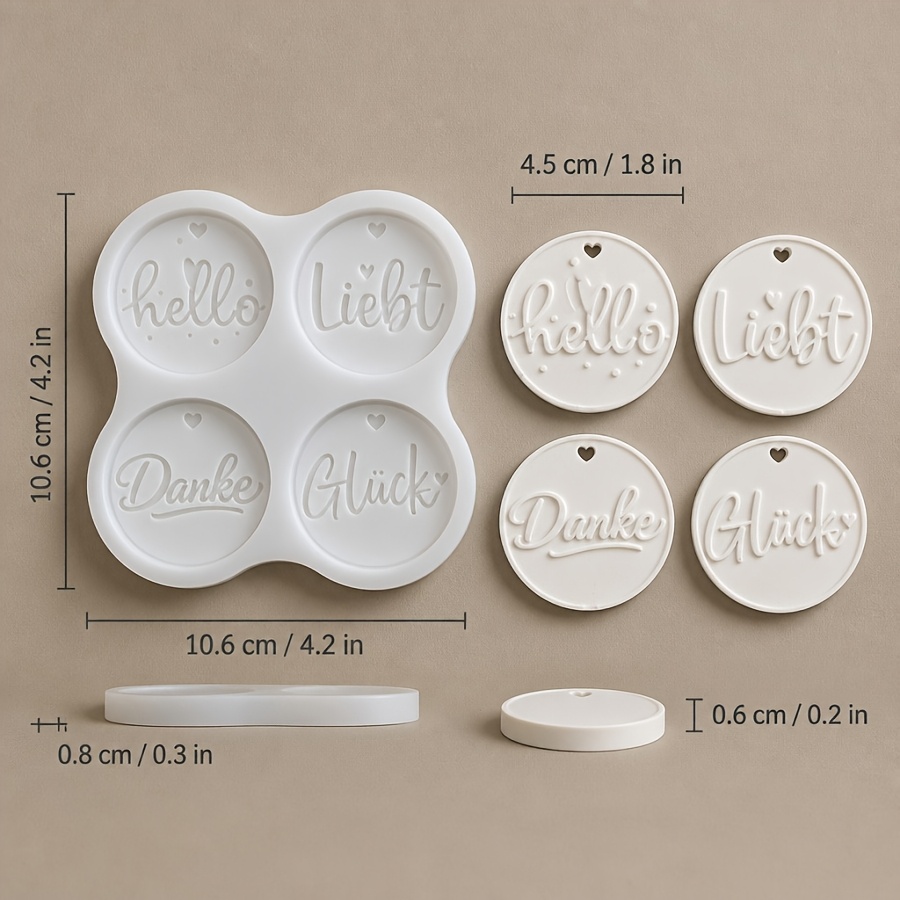 Image of Diy Resin Mold, 1pc For, 4 English Circular Pendant Mold, Suitable For Making Dropper Gypsum Candles, Products, Home Decoration, Table, Silicone Mold