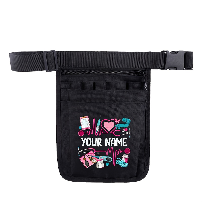 TEMU Personalized Nurse Waist Pack With Custom Name/text - Belt Bag Suitable For Doctors & Nurses, Multi, Adjustable Strap & Zipper Closure,