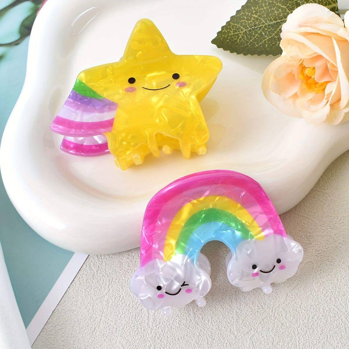 

2-piece Set Of Cute And Stars Hair Clips - Perfect For Everyday Use And Gifts