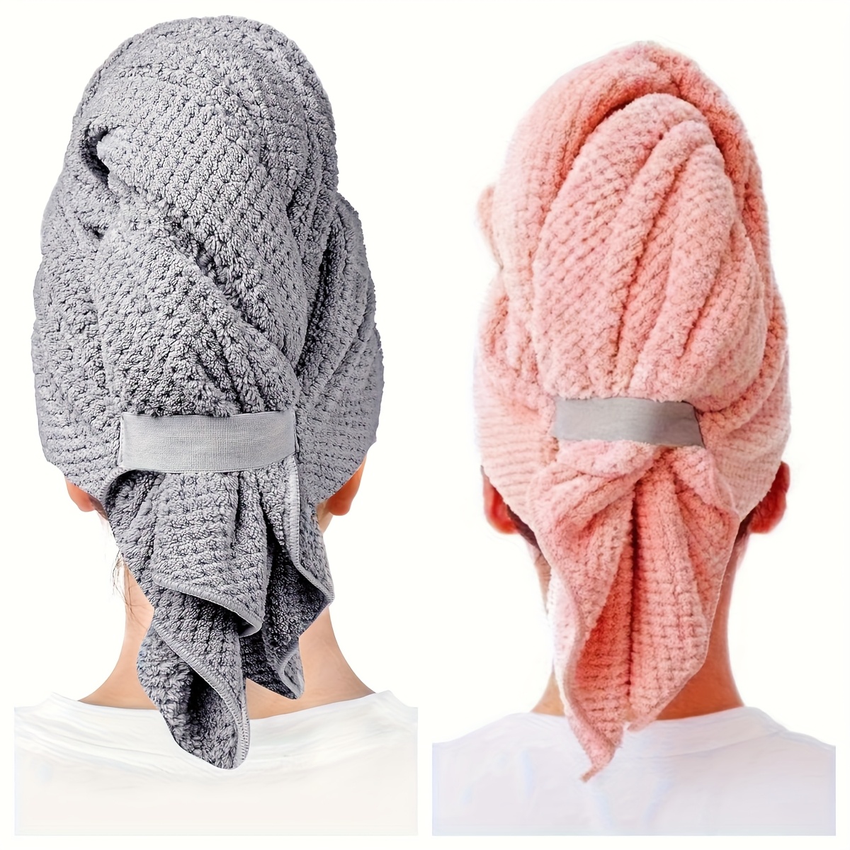 E-shop Ultra-großes Mikrofaser-Haarhandtuch 2er-Pack für Damen - Stark saugfähiges, schnelltrocknendes Handtuch, geeignet für nasses Haar,