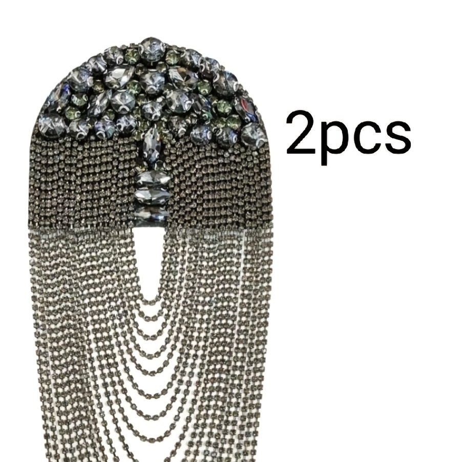 TEMU 2 pezzi di spalline lunghe con nappe lucide, adatte per abiti e abbigliamento formale, spalline resistenti, decorazioni staccabili per feste e