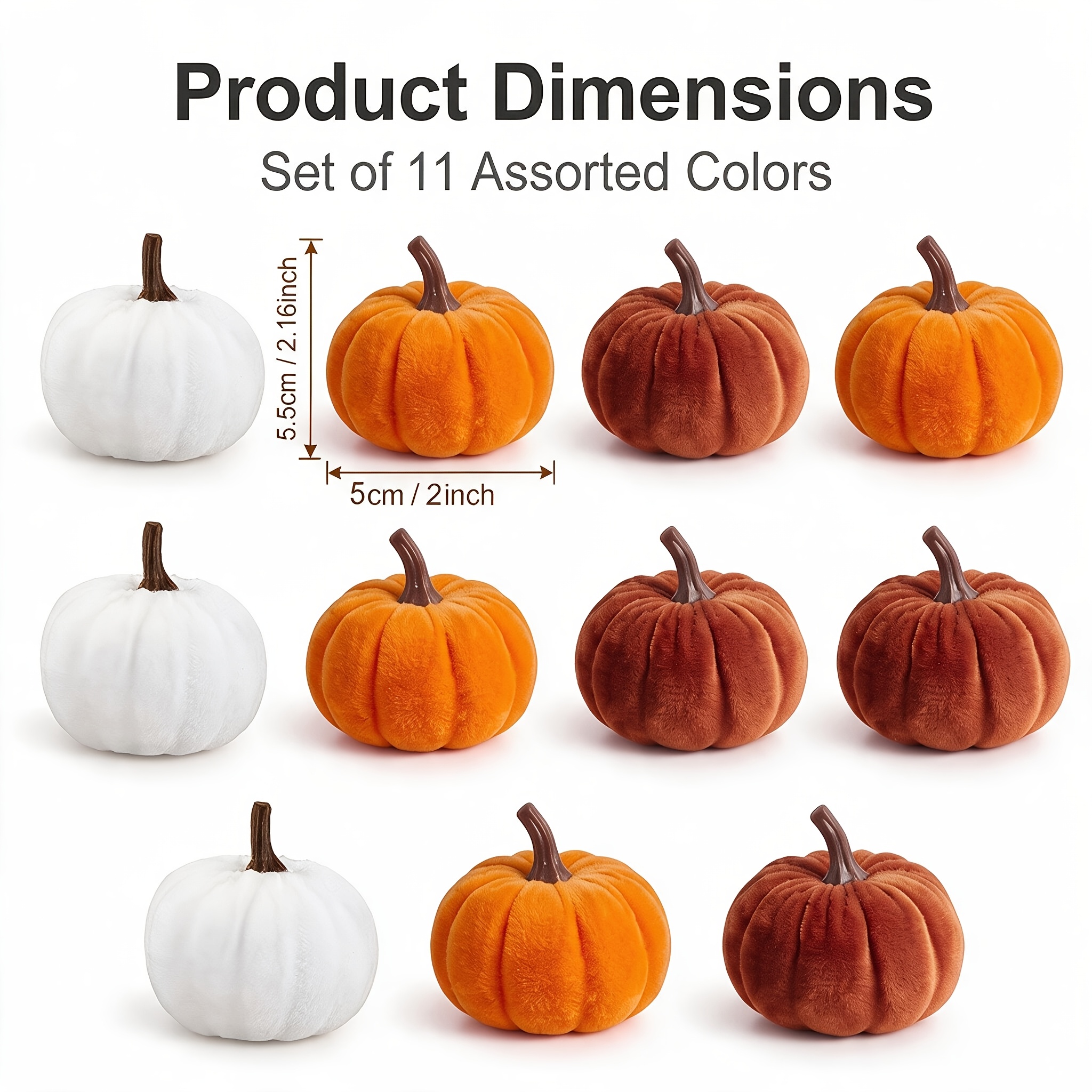 TEMU 11pcs Artificial Pumpkin, Velvet Simulation Pumpkin Decoration, Suitable For Theme Pie, Wedding, Halloween, Thanksgiving Table Layout
