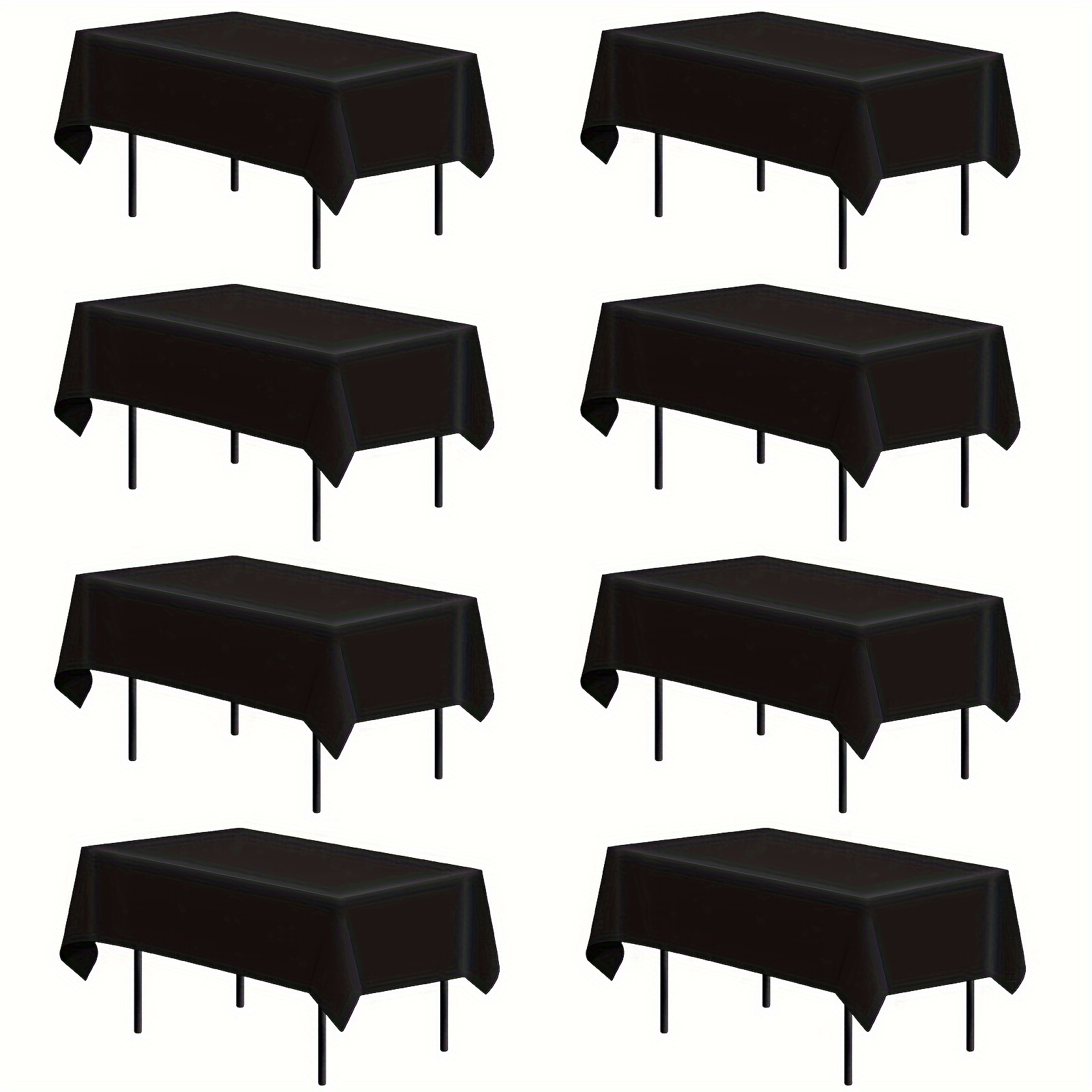 

8pcs, Black/white Tablecloth 58 X 102 Inch, Rectangle Stain And Wrinkle Resistant Washable Polyester Table Cover For Dining Table, Wedding, Buffet Parties And Camping