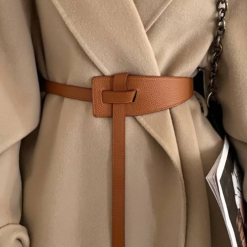 photo de l'article Ceinture large pour femmes, automne et hiver 2024, nouveau costume décoratif avec une robe, ceinture taille cintrée en marron