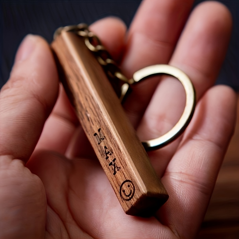TEMU Portachiavi in legno a righe personalizzato - Testo//Data personalizzato, Elegante portachiavi in legno, Regalo per matrimonio, anniversario,