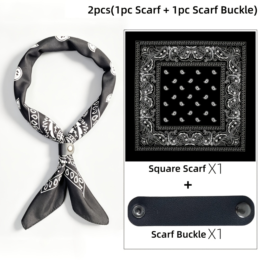 TEMU Print Vintage Bandana, Denim Paisley Headscarf With Square Scarf For -free Use, Perfect As A Headband, Necktie, Ponytail/bun Tie, Or For To A