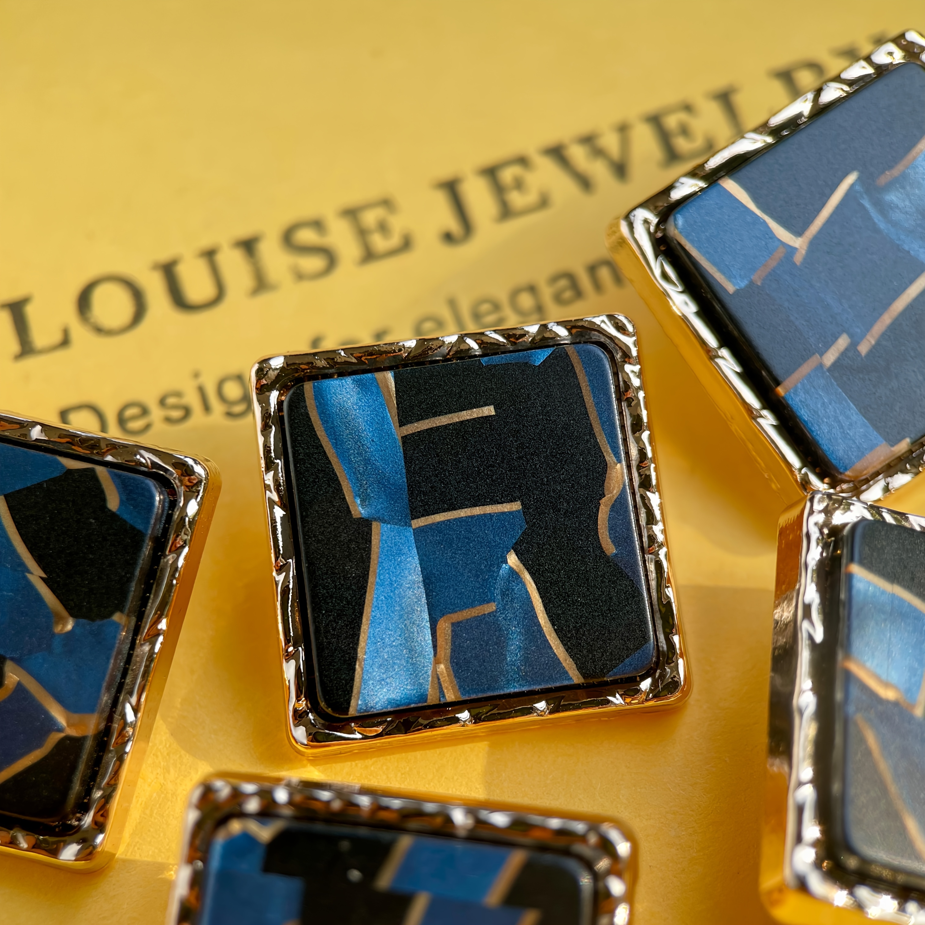 TEMU 30mm Square Shank Buttons, Marble Texture, Textile Decoration For Coats, Leather Goods, Hats And Clothings, 5pcs