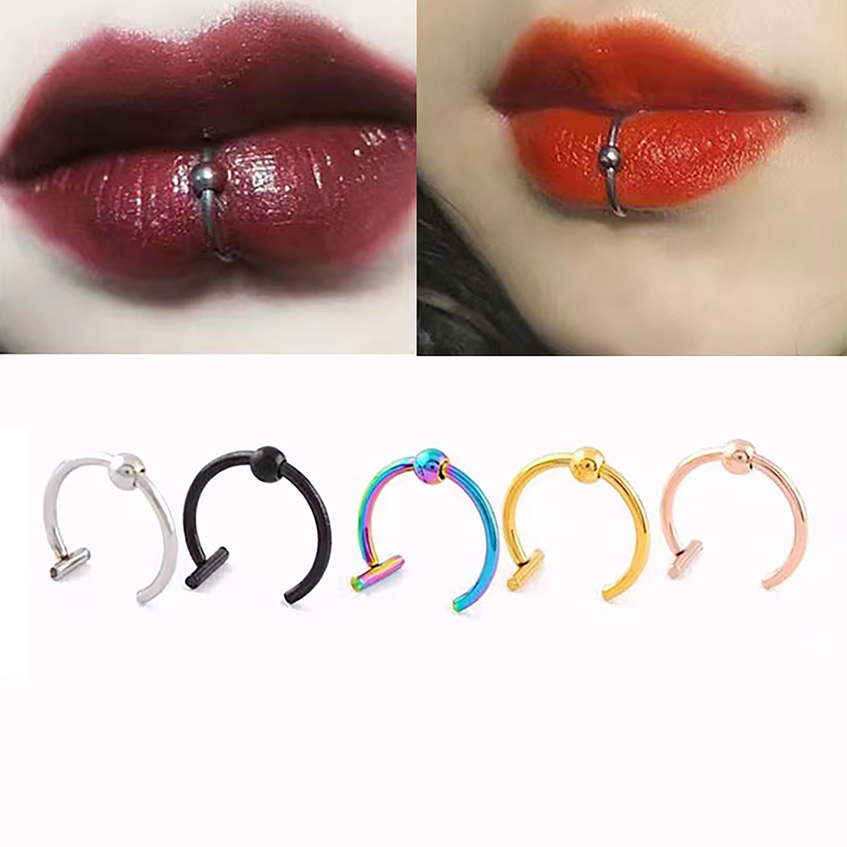 

5pcs Stainless Steel Lip , No Piercing Lip , Lip , Fake Piercing Jewelry