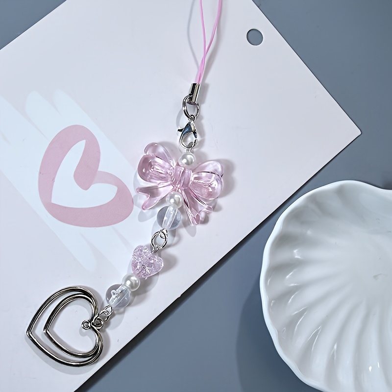 TEMU Colgante de bolso con rosa, cadena para móvil, colgante para tarjetas y libros, llavero coo, para agenda