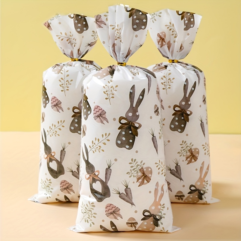 

Sacs cadeaux lapin de Pâques - Pack de 25/50/, sacs de bonbons en plastique pour lapin et , cadeaux de fête de Pâques , fournitures de décoration intérieure